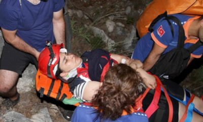 Kayalıklara düştü güçlükle kurtarıldı