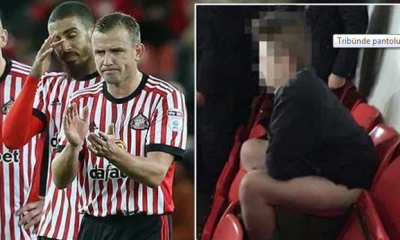 Tribünde pantolununu indirip tuvaletini yaptı!