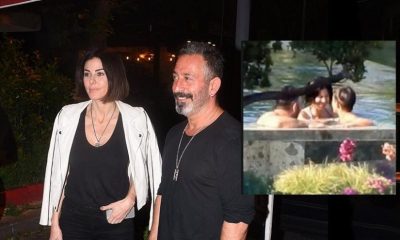 Cem Yılmaz sevgilisi Defne Samyeli ve oğlu Kemal ile havuz keyfi yaptı
