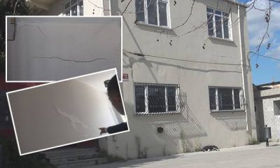 Arnavutköy’de muhtarlığın da bulunduğu hasarlı bina korkutuyor