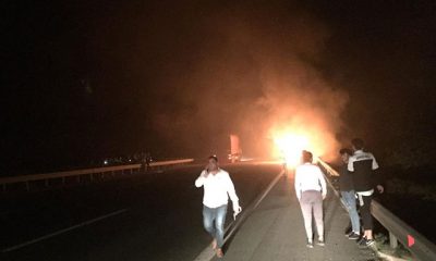 Bursa’da futbolcuları taşıyan otobüs yandı!