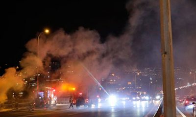 15 Temmuz Şehitler Köprüsü’nde otomobil alev alev yandı