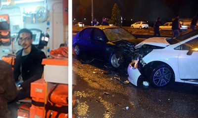 Hasarlı kaza tutanağı tutan sürücülere otomobil çarptı