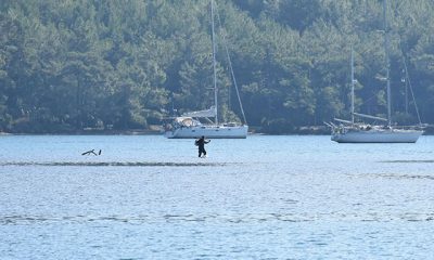 Marmaris’te deniz suyu çekildi, adacıklar oluştu