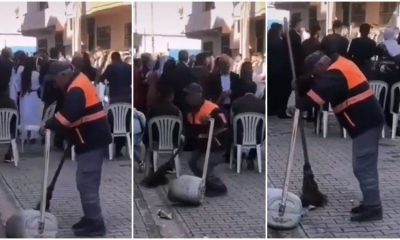 Temizlik görevlisinin halaydakilerle uyumu sosyal medyada beğeni topladı!