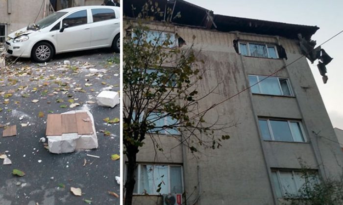 Şişli’de binanın çatısı çöktü!