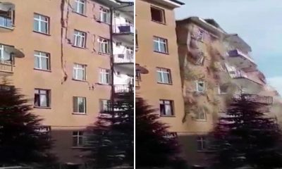Elazığ’da 4.2’lik depremde hasarlı 6 katlı bina yıkıldı