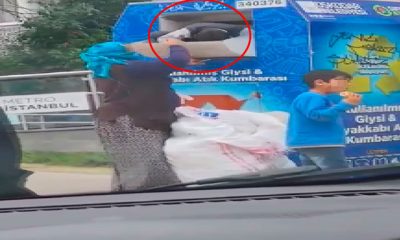 Giysi kumbarısını akılalmaz yöntemle boşalttı; o anlar kamerada