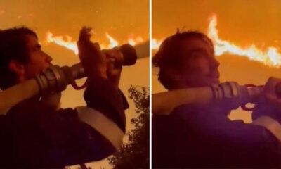 İbrahim Çelikkol termik santrale yaklaşan alevlerin içine hortumla daldı